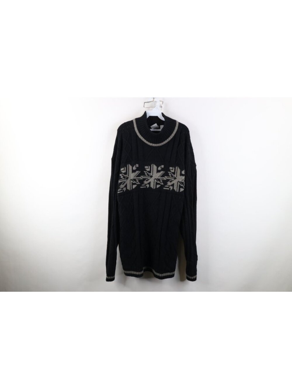Vintage 90s Y2K Southpole Mens 2XL Baggy Snowflake Fisherman Mock Neck Sweater